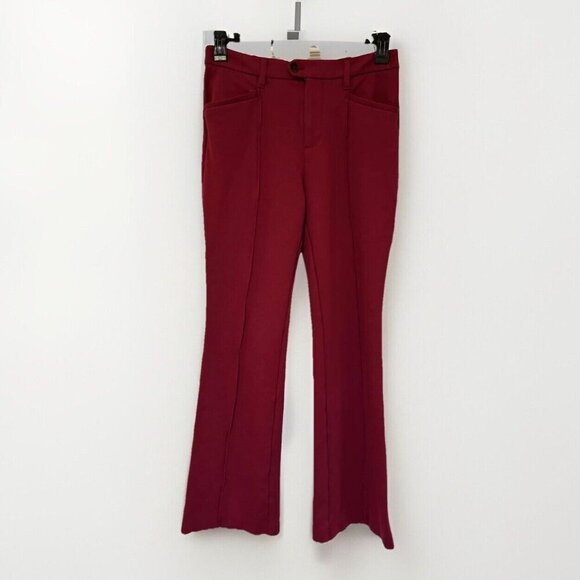 Anthropologie Womens Pants 6 Burgundy Red Ponte The Essential Flare Trouser - Picture 2 of 8